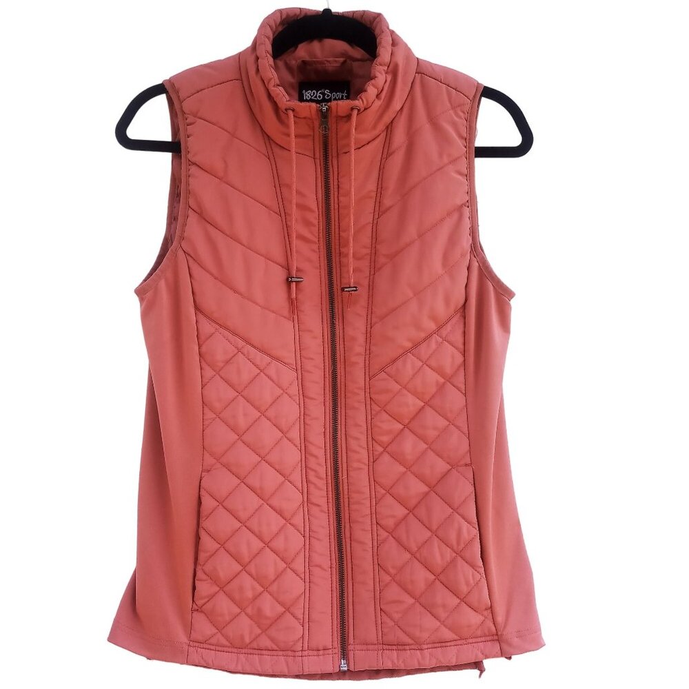 1826 Sport Vest Women's Small Pink Quilted Sleeveless Stretchy Sides Outerwear